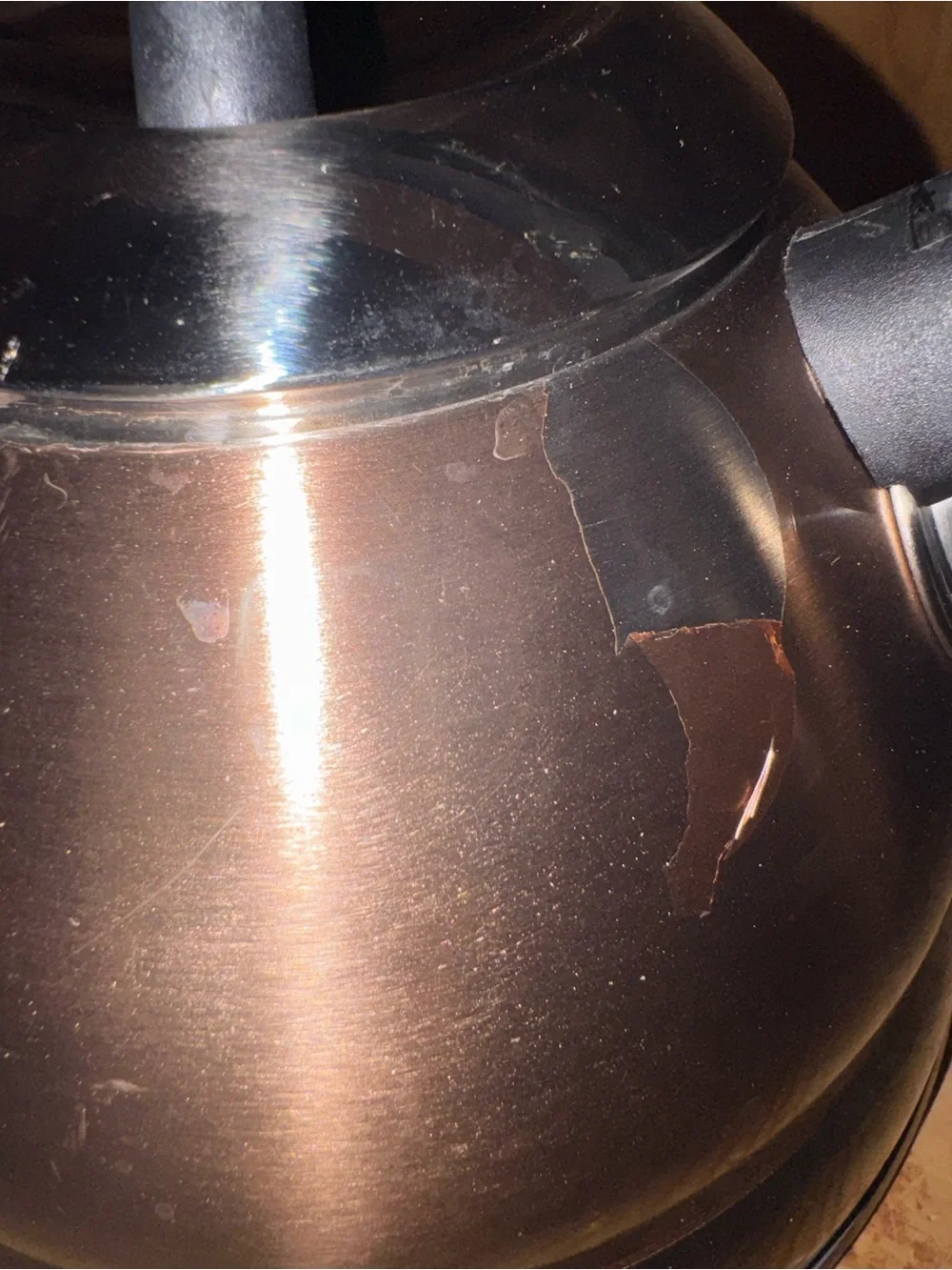 Stainless Steel/Copper Whistling Tea Kettle Black Handle - Copper Finish